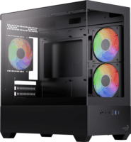 Aerocool P300D-G-BK-v1 Mini Torony Számítógépház + 3db 120mm ventilátor - Fekete