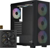 Aerocool B509A Flow-G-BK-v1 Midi Torony Számítógépház + 650W PSU - Fekete