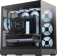 APNX V2-F-BK-v1 Midi Torony Számítógépház + 4db 140mm ventilátor - Fekete