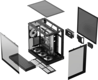 APNX V2-F-BK-v1 Midi Torony Számítógépház + 4db 140mm ventilátor - Fekete