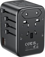 Unitek P1122ABK01 USB-A / 3x USB-C Hálózati Utazó Töltő Adapter 65W - Fekete