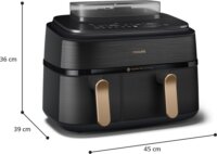 Philips 5000 series NA552/00 Dupla kosaras AirFryer Forrólevegős sütő 9L 2750 Watt - Fekete / Arany