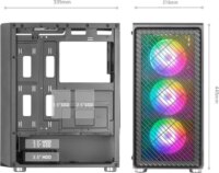 Mars Gaming MC-F Midi Torony Számítógépház + 4db 120mm ventilátor - Fekete