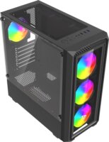 Savio Noctis Glass RGB Cube Mini Torony Számítógépház + 3db 120mm ventilátor - Fekete