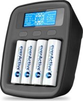EverActive NC1000M v2 Profi AA / AAA NiMH USB-C Akkumulátor töltő + 4db elem