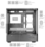 Mars Gaming MCLCDPRO Midi Torony számítógépház + 4db 120mm ventilátor - Fekete