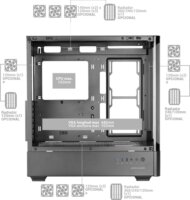 Mars Gaming MCLCDPRO Midi Torony számítógépház + 4db 120mm ventilátor - Fekete