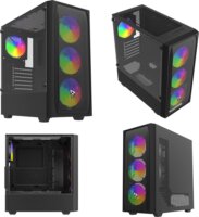 Savio Noctis Flow RGB Cube Tower Számítógépház + 3db 120mm ventilátor - Fekete