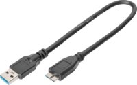 Digitus AK-300117-003-S USB-A 3.2 Gen 1 - Micro USB-B Adat és töltőkábel 0,25m - Fekete