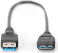 Digitus AK-300117-003-S USB-A 3.2 Gen 1 - Micro USB-B Adat és töltőkábel 0,25m - Fekete