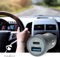 Nedis CCH1C1A48W USB-A / USB-C Autós gyorstöltő 48W - Szürke