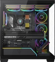 MODECOM VOLCANO STELLAR PLUS ARGB MIDI 8F midi torony Számítógépház + 8db 120mm ventilátor - Fekete