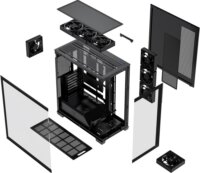 MODECOM VOLCANO STELLAR PLUS ARGB MIDI 8F midi torony Számítógépház + 8db 120mm ventilátor - Fekete