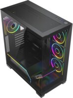 MODECOM VOLCANO STELLAR PLUS ARGB MIDI 8F midi torony Számítógépház + 8db 120mm ventilátor - Fekete