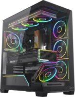 MODECOM VOLCANO STELLAR PLUS ARGB MIDI 8F midi torony Számítógépház + 8db 120mm ventilátor - Fekete