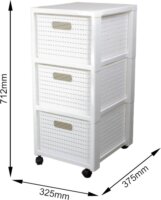 Rotho Country 3 fiókos fürdőszobai polc 71,2 x 32,5 x 37,5 cm - Fehér