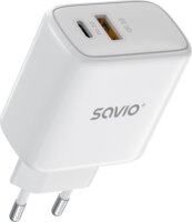 Savio LA-12 USB-A / USB-C Hálózati Töltő Adapter 20W - Fehér