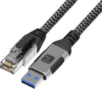Techly TLY_369656 USB-A - RJ45 Átalakító kábel 1m - Fekete/Ezüst
