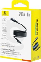 Baseus PicoGo USB-C apa - USB-C apa 2.0 Mágneses Adat és Gyorstöltő kábel 240 Watt 1m - Fekete