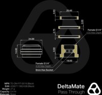 Thermal Grizzly DeltaMate Pass Through Átvezető Csőcsatlakozó G1/4" - Matt Fekete