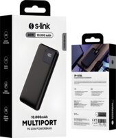 S-Link IP-G16L Powerbank 10000mAh 20W integrált USB-C + Lightning kábellel - Fekete