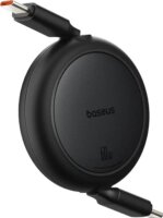 Baseus Free2Pull Mini Visszahúzható USB-C apa - USB-C apa Adat és Töltőkábel 1m - Fekete