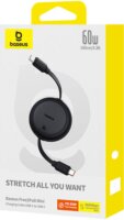Baseus Free2Pull Mini Visszahúzható USB-C apa - USB-C apa Adat és Töltőkábel 1m - Fekete