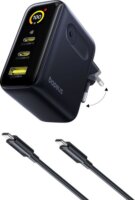 Baseus PicoGo AE21 USB-A / 2x USB-C Hálózati Gyorstöltő Adapter 100W + USB-C Kábel 1.5m - Fekete