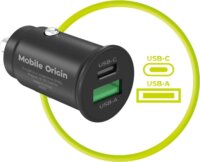 Mobile Origin CA19 USB-C + USB-A Autós Gyorstöltő 30W - Fekete