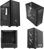SAVIO NOCTIS FLOW Midi Torony Számítógépház + 4db 120mm ventilátor - Fekete
