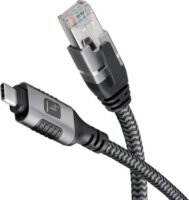 Techly ICOC-U3C-RJ45-030 USB-C - F/UTP Cat6 RJ45 Patch Kábel 3m - Ezüst / Fekete