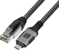 Techly ICOC-U3C-RJ45-030 USB-C - F/UTP Cat6 RJ45 Patch Kábel 3m - Ezüst / Fekete