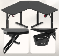 Huzaro Hero 7.3 Mnauálisan állítható Gamer sarok asztal 140 x 60 x 56-79 cm - Fekete