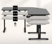 Huzaro Hero 7.3 Mnauálisan állítható Gamer sarok asztal 140 x 60 x 56-79 cm - Fekete