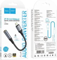 Hoco LS36A Lightning apa - 3,5mm Jack anya Átalakító Adapter - Ezüst/Fekete