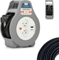 Montis MT188 220V Hálózati hosszabbító Kábeldob 2 aljzattal 10 méter - Szürke