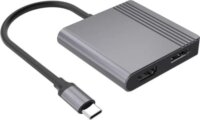 Gembird A-CM-HDMIFDPF-01 USB-C apa - HDMI / DisplayPort anya Átalakító adapter - Fekete/Szürke