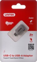 Unitek A1025GNI USB-C apa - USB-A anya OTG Adapter - Ezüst