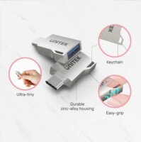 Unitek A1025GNI USB-C apa - USB-A anya OTG Adapter - Ezüst