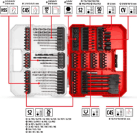 Einhell 108798 XL-CASE Fúrószár és Csavarbehajtó bitfej készlet (95 db / csomag)