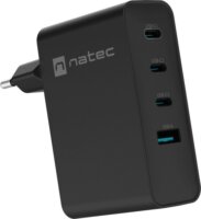 Natec NUC-2234 USB-A / 3x USB-C GaN Hálózati Gyorstöltő Adapter 100W - Fekete