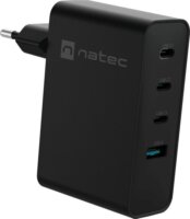 Natec NUC-2234 USB-A / 3x USB-C GaN Hálózati Gyorstöltő Adapter 100W - Fekete