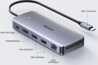 Unitek D1120A01 USB-C 6-port HUB 100W beépített M.2 NVMe/SATA SSD házzal