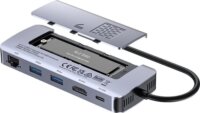 Unitek D1120A01 USB-C 6-port HUB 100W beépített M.2 NVMe/SATA SSD házzal
