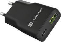 Natec NUC-2377 USB-A / USB-C GaN Hálozati Töltő Adapter 20W - Fekete