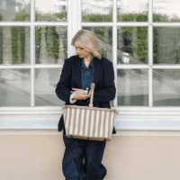 Reisenthel Carrybag Bevásárlótáska 28x29x48 cm - Bézs/Fehér csíkos