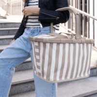 Reisenthel Carrybag Bevásárlótáska 28x29x48 cm - Bézs/Fehér csíkos