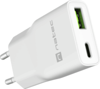 Natec NUC-2376 USB-A / USB-C GaN Hálozati Töltő Adapter 20W - Fehér