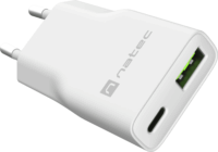 Natec NUC-2376 USB-A / USB-C GaN Hálozati Töltő Adapter 20W - Fehér