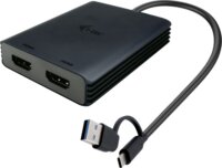 i-tec CADUAL4KHDMI USB-C / USB-A - 2x HDMI Videó Adapter - Fekete